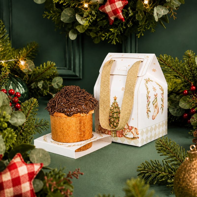 Maleta para Mini Panetone/Chocotone com Visor e Alça, Globo de neve - 5un - Imagem 2