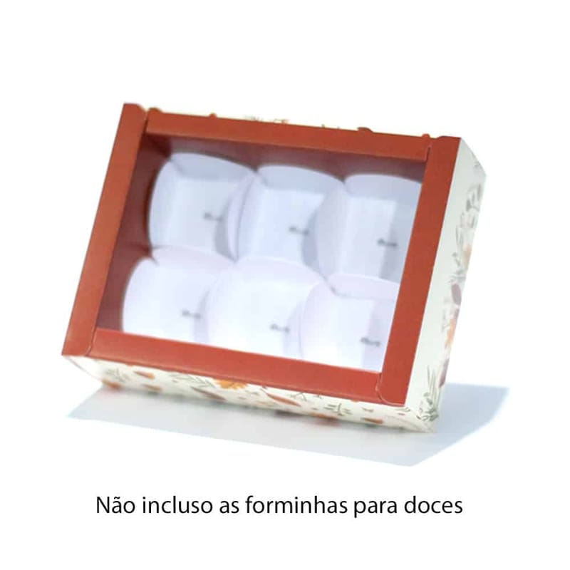 Embalagem para 6 doces com tampa Transparente, Viena - Pct c/ 10 un - Imagem 1