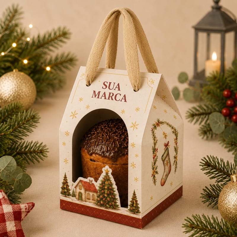Maleta para Panetone/Chocotone com Visor e Alça Personalizada - Imagem 1
