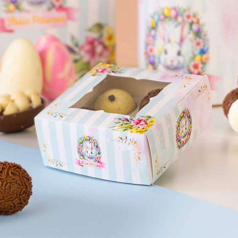 a88ceb34959d43b916897264a8cfde2d.jpg Caixa Para 4 Doces ou 1 Brownie, Com Visor e berço, AFETO - 10un - Imagem 1