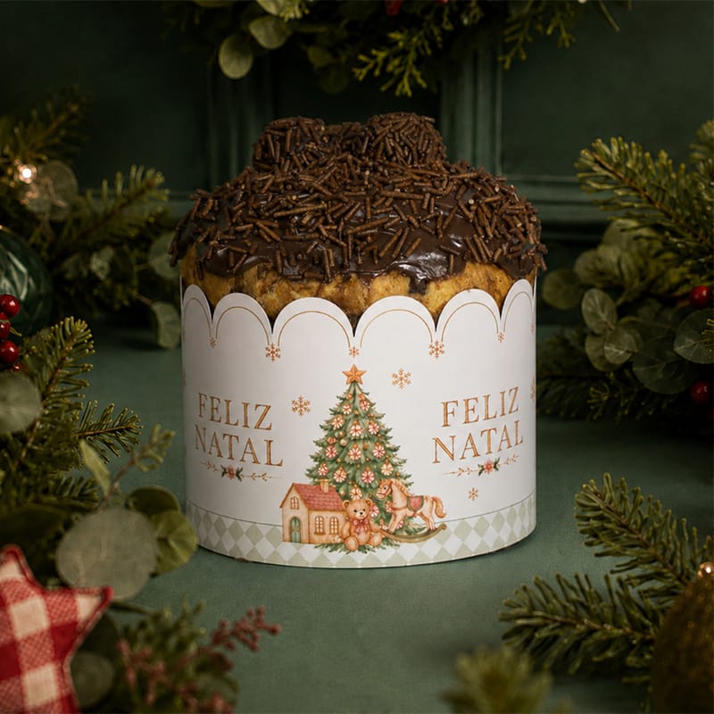 581b745448e62f547423fa53b8d68664.jpg Cinta para Panetone/Chocotone de 500G, Globo de Neve - 25un - Imagem 1