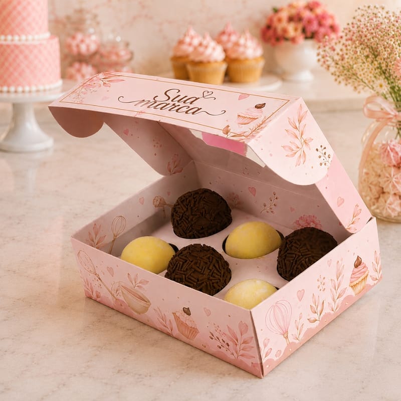 Caixa Para 6 Doces com Berço, sem Visor Personalizada - Imagem 2