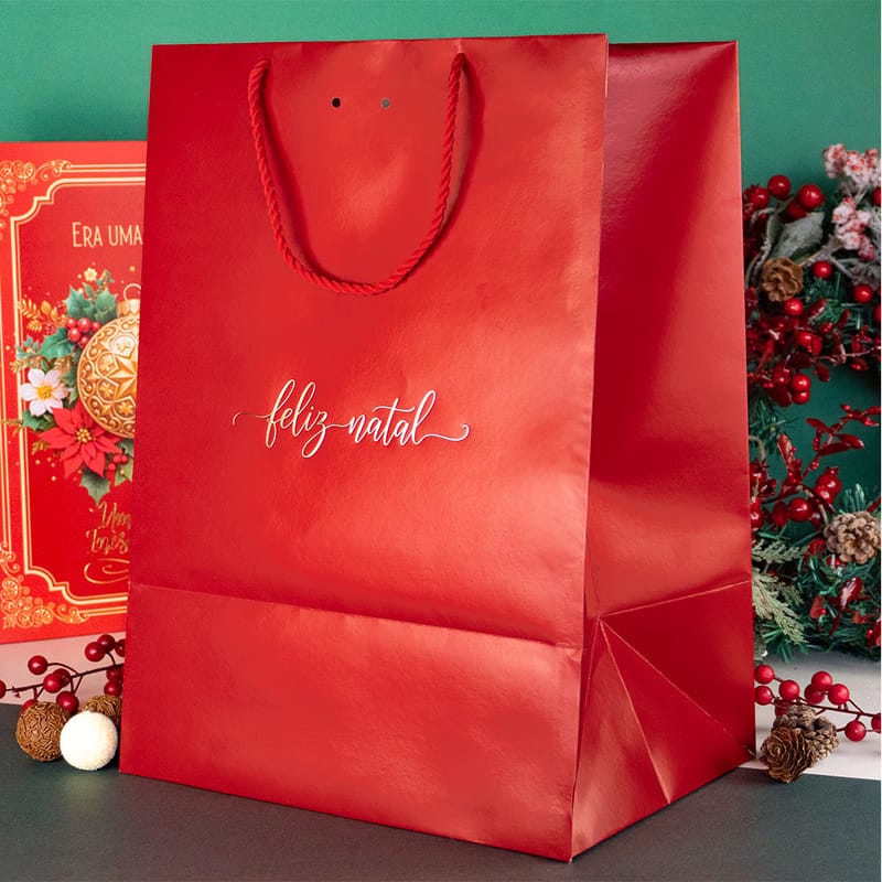d8b25cc563af6e199f100579e4a2df2a.jpg Sacola de papel para Presente, "GG" 29x21x40cm, Natal - 5un - Imagem 1